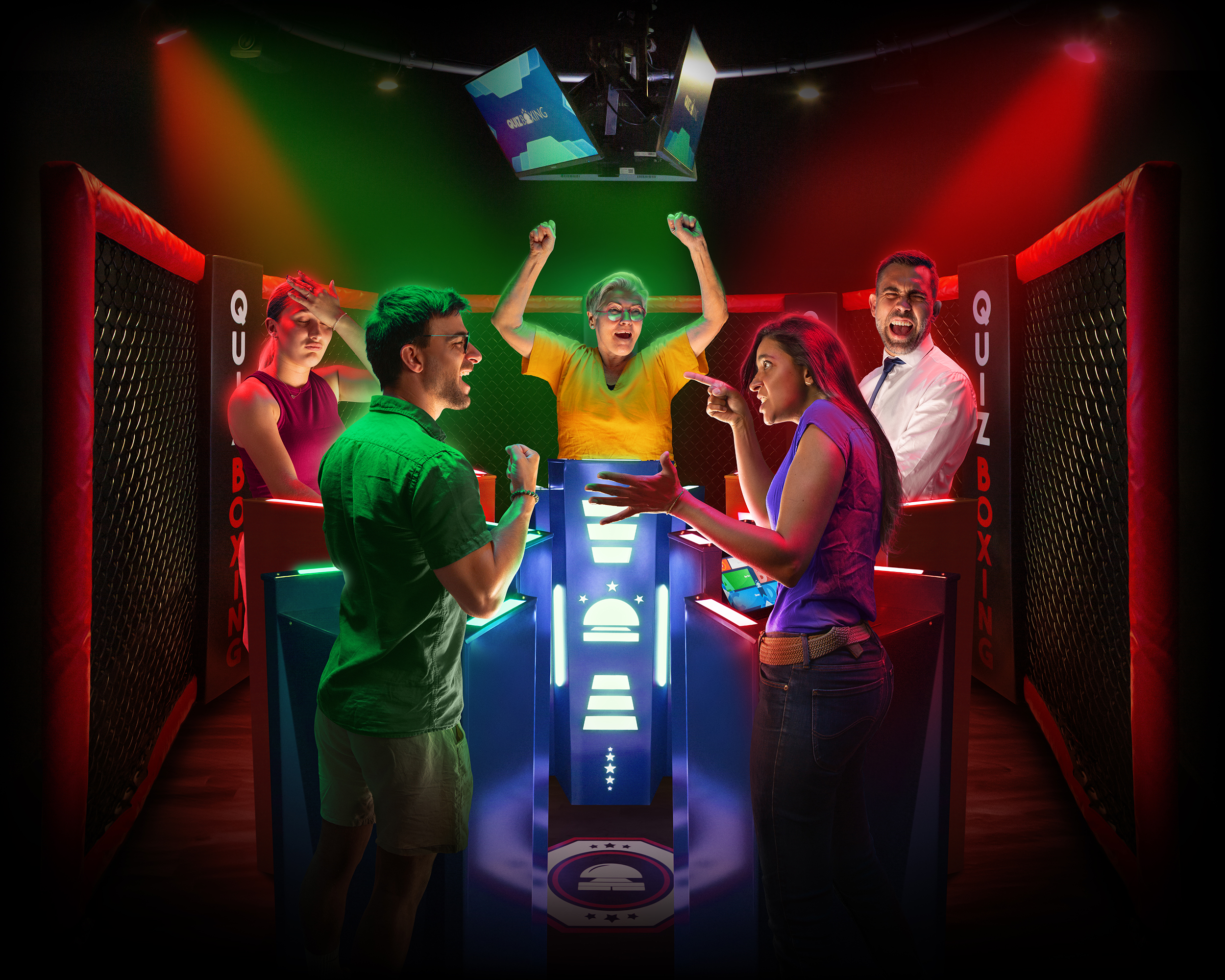 Quiz Boxing — joueurs en pleine partie dans la salle de jeu